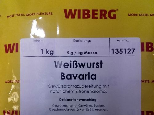 Wiberg Weißwurst Bavaria 1 kg, Gewürz, Gewürze