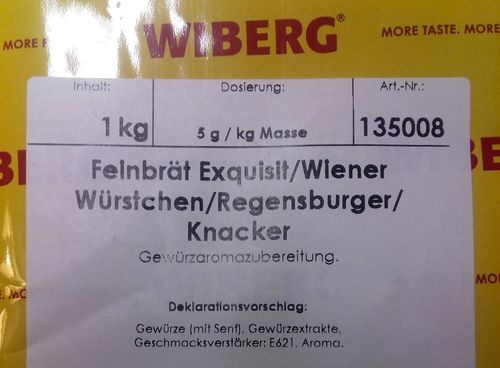 Wiberg Feinbrät Exquisit/Wiener Würstchen/Regensburger/Knacker 1 kg Gewürz, Gewürze