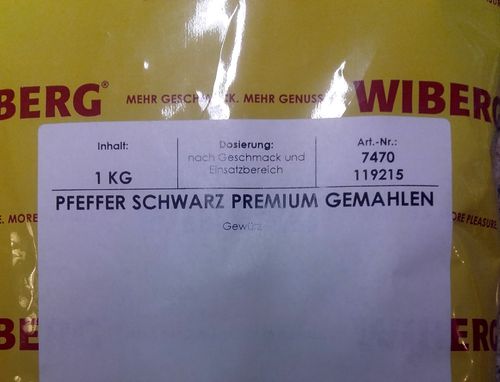 Wiberg Pfeffer schwarz Premium gemahlen 1 kg, Gewürz, Gewürze